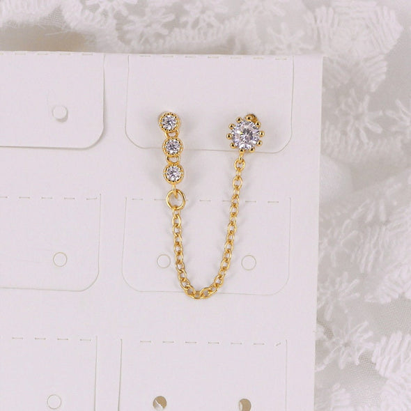 Solid Sterling Silver Vermeil Dots Threader Stud Earrings, Tiny Earrings, Dainty Earrings, Cartilage Earrings, Minimal Earrings YCZ215