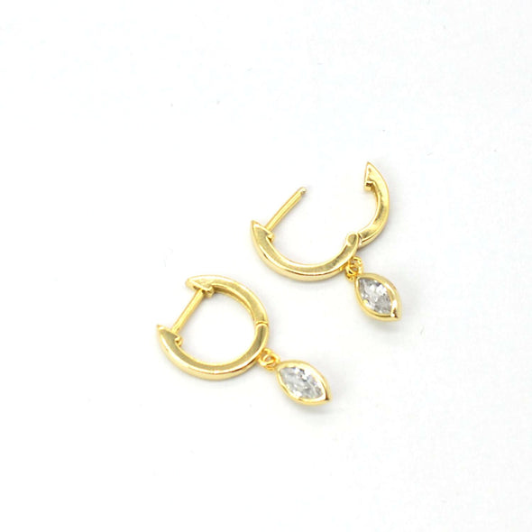 Solid 925 Sterling Silver Hoop Earrings, Cubic Zirconia Horse Eye Hoop Earrings, Minimalist Earrings, Delicate Huggies, Hoop 12mm YCZ403