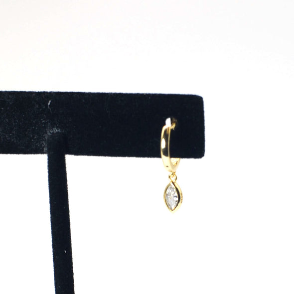 Solid 925 Sterling Silver Hoop Earrings, Cubic Zirconia Horse Eye Hoop Earrings, Minimalist Earrings, Delicate Huggies, Hoop 12mm YCZ403