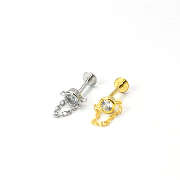 1PC/1 Pair Sterling Silver Threadless Push In Flat Back Labret, Conch Earring, Cartilage Stud Earrings, Tragus Stud 16g YCZ411