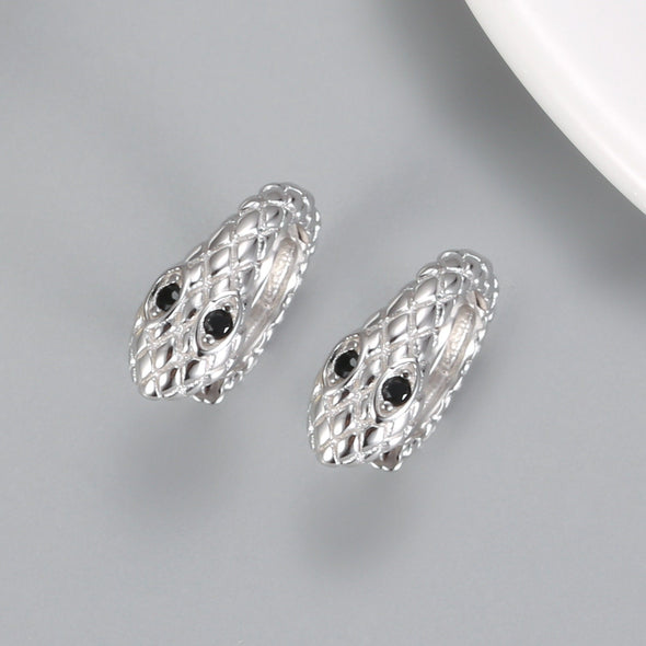 Solid Sterling Silver Vermeil Huggies Earrings, Cubic Zirconia Snake Hoop Earrings, Minimalist Huggies Earrings, Cartilage Earrings YCZ1208