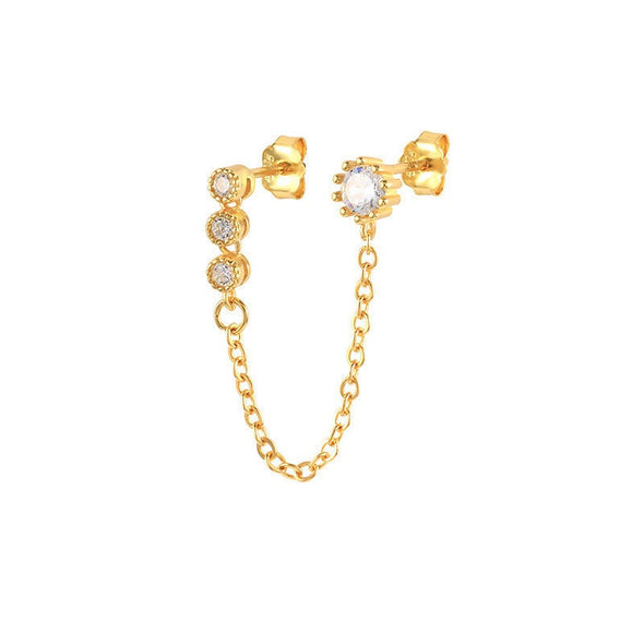 Sterling Silver vermeil cubic zirconia thread earrings, Solid 925 Earrings, Dainty Earring Thread Earrings, minimal earrings YCZ215