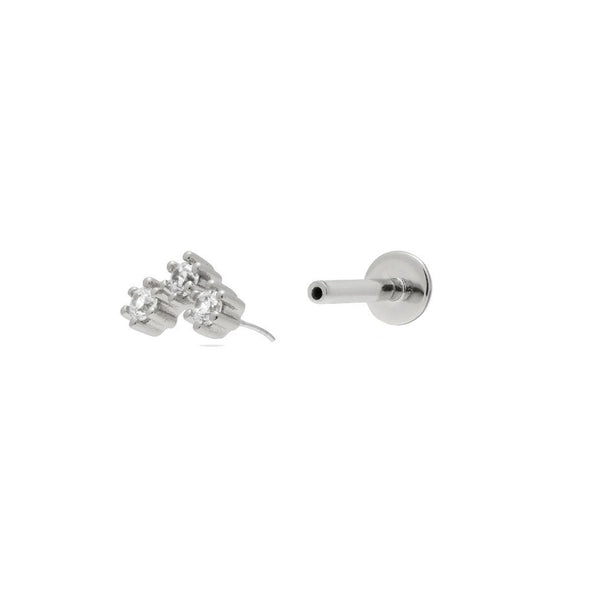 1PC/1 Pair Sterling Silver Threadless Push In Flat Back Labret, Conch Earring, Cartilage Stud Earrings, Tragus Stud 16g YCZ409