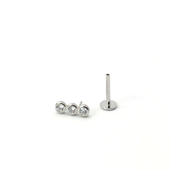 1PC/1 Pair Sterling Silver Bar Threadless Push In Flat Back Labret, Conch Earring, Cartilage Stud Earrings, Tragus Stud 16g YCZ410