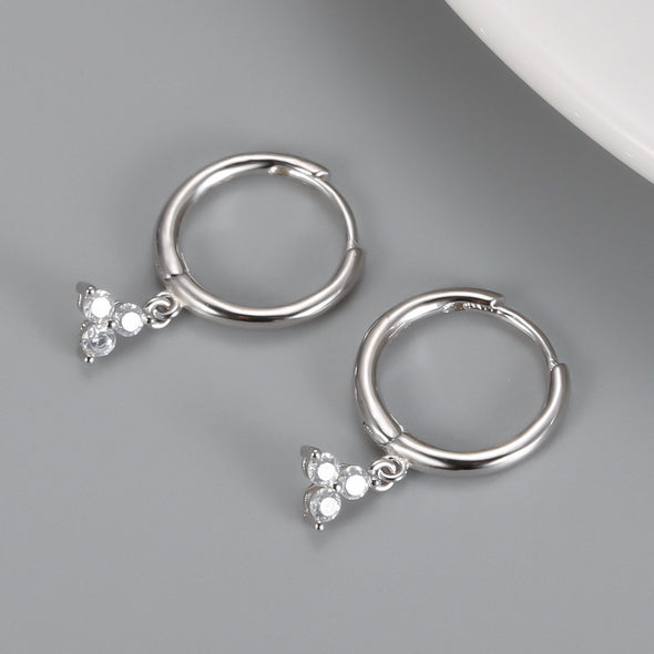 Sterling Silver Vermeil Triangle Hoop Earrings, Cubic Zirconia Huggies Earrings, Minimalist Earrings, Delicate Huggies, Hoop 11mm YCZ1202