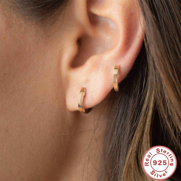 solid sterling silver vermeil huggies earrings, hoop earrings, everyday jewelry Minimalist Huggies Earrings, Cartilage Earrings YCZ221