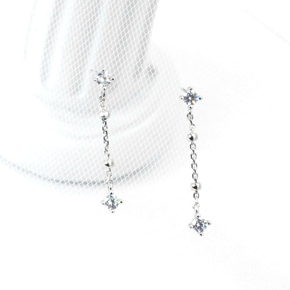 solid sterling silver vermeil thread stud earrings, CZ micro pave minimal stud 25mm long YCZ220